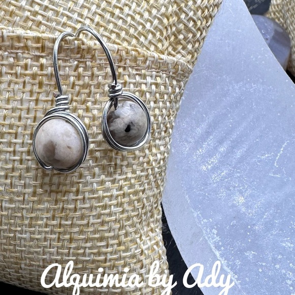 Alquimia by Ady Wire Wrapped Earrings leopard jasper - Picture 1 of 1